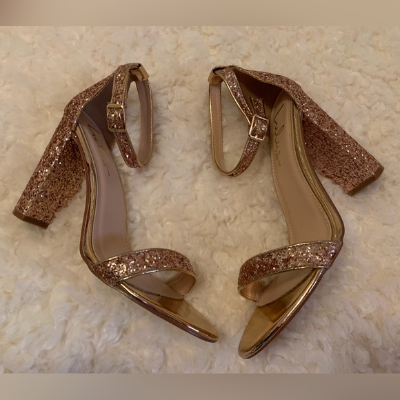 Lulus Rose Gold Glitter Ankle Strap Heels - Picture 5 of 12